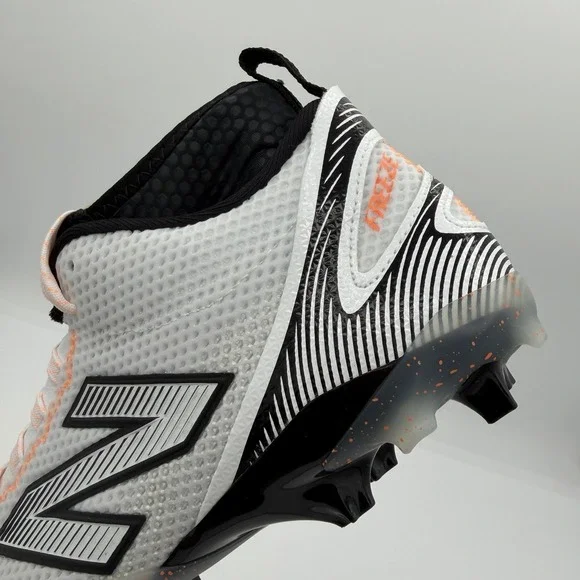 New Balance FreezeLX v5 Lacrosse Cleats Mens Size 8 White Black Hot Mango